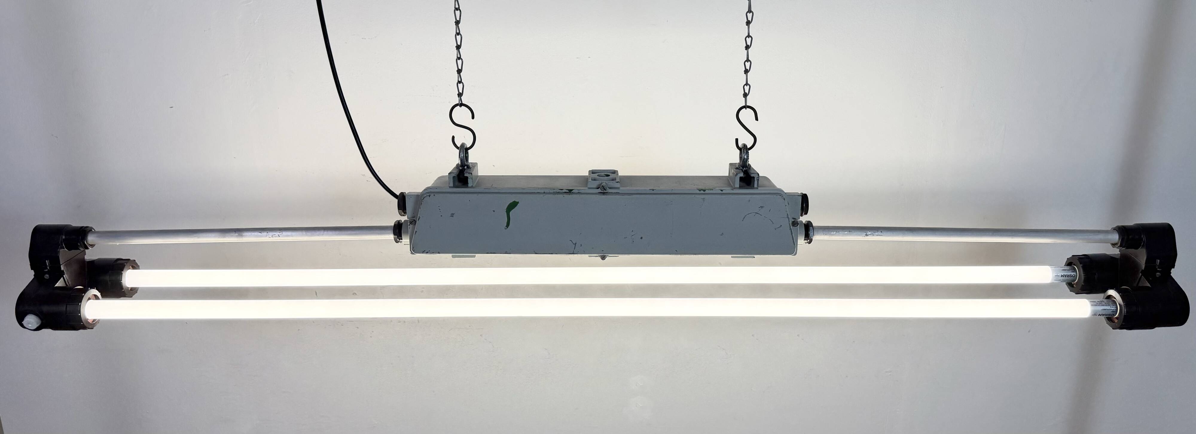 Industrial Grey Tube Light from Elektrosvit, 1970s