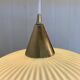 Large Scandinavian pendant light in striated opaline and brass from the 60s