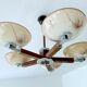 Large Art Deco pendant light in wood and glass, 1930s