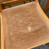 4 solid wood and brown velvet suede chairs in the Louis Philippe style.