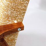 Scandinavian armchair and foot rest yellow mellow Boho upholstery fabric