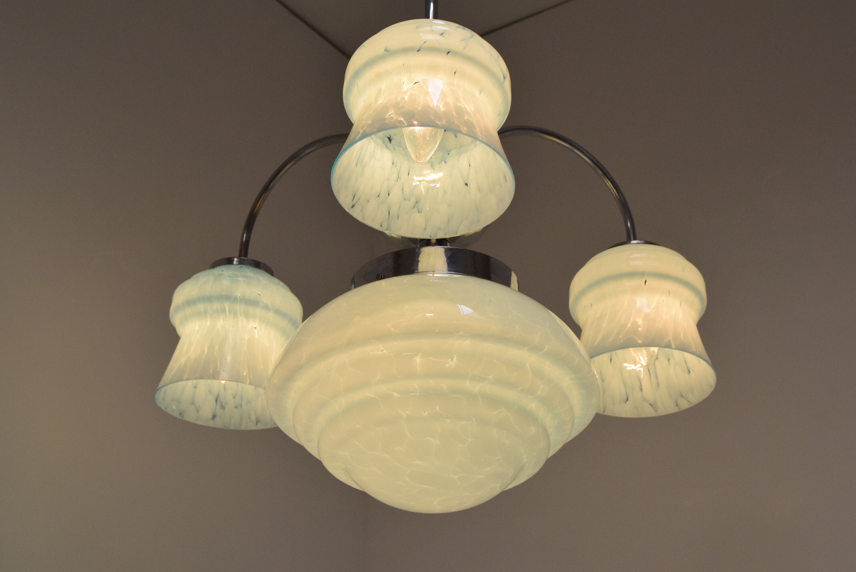 Art deco chrome chandelier 1930's