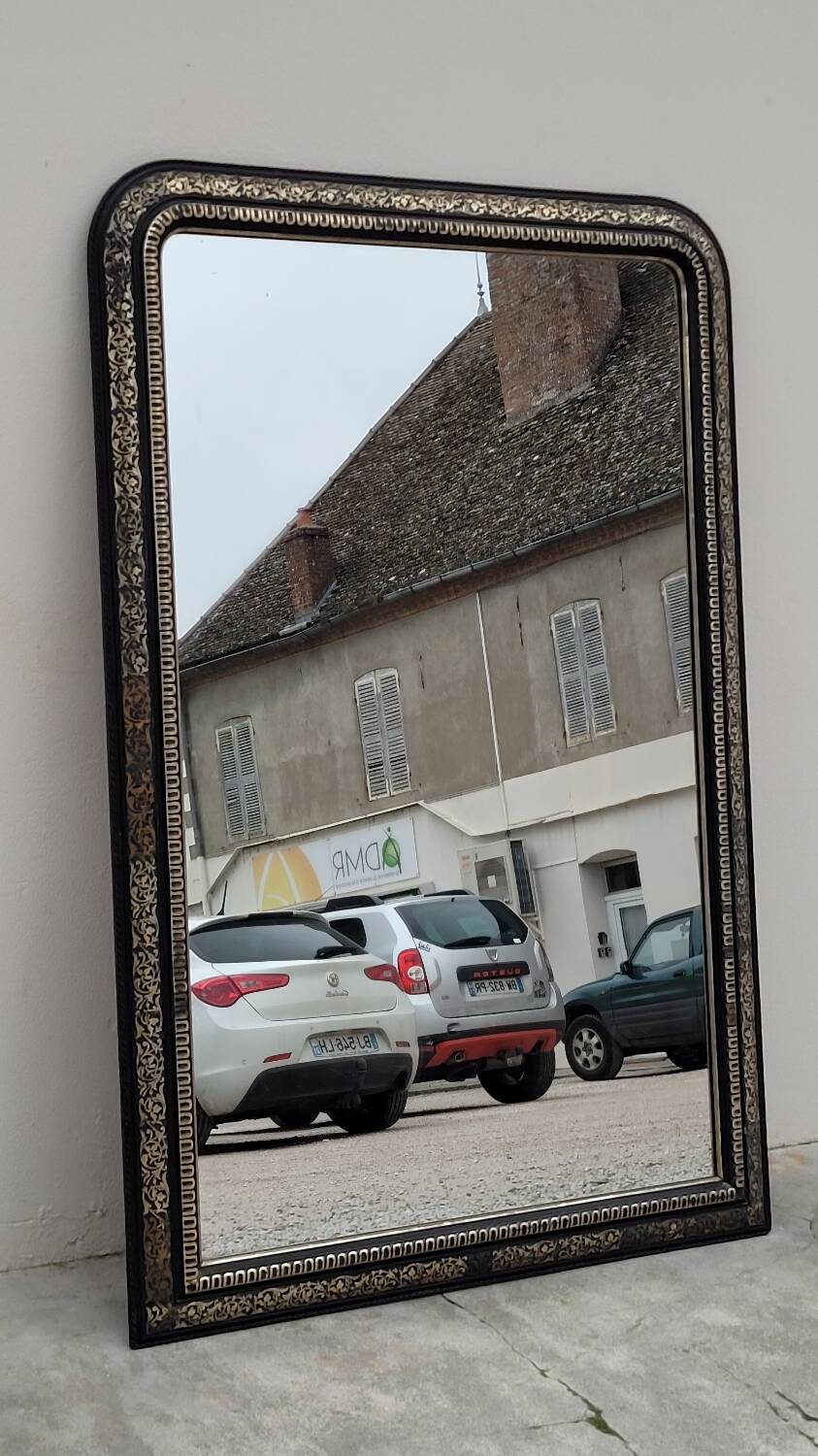 Louis Philippe Napoleon III mirror in decorated gilded wood - 1m70