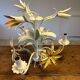 Vintage floral metal painted chandelier – 3 lights – 1970s
