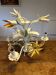 Vintage floral metal painted chandelier – 3 lights – 1970s