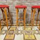 Set de 3 tabourets de bar en bois courbé 1960