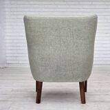 1960s, Danish armchair, original light grey furniture wool, teak wood.