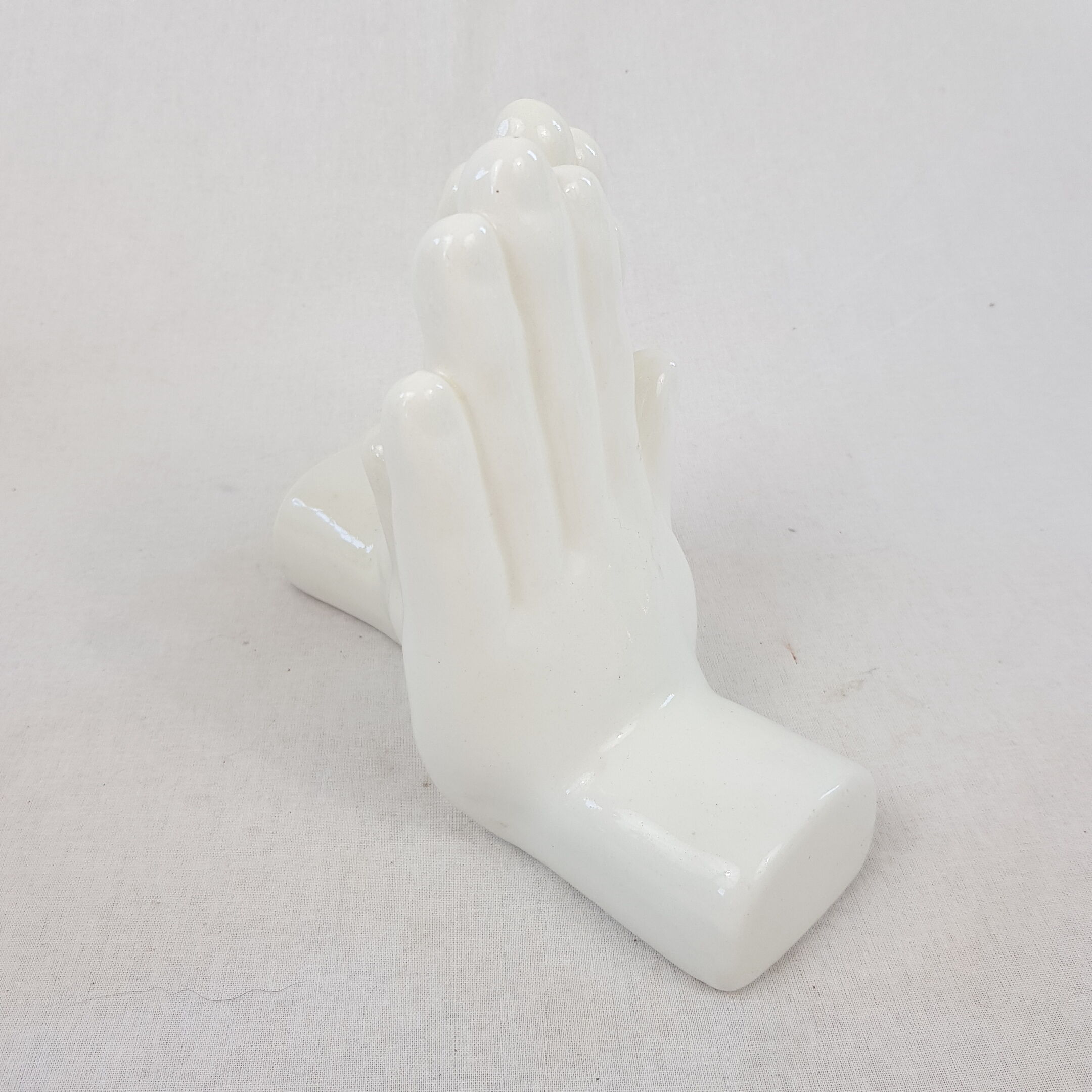 White ceramic book greenhouse representing hands 1980