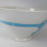 Bol ancien  céramique faïence blanc ruban bleu français des années 50 vintage