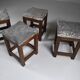 Tabourets vintage en pierre et bois x 4