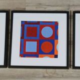Vintage Art Optique - Victor Vasarely - 3 Frames 40x40cm