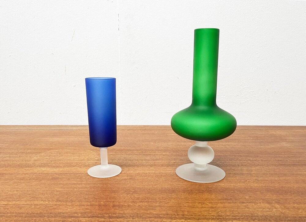 Vase from the Italian Satinato series and glass attributed to Carlo Moretti, 1970s, set of 2.