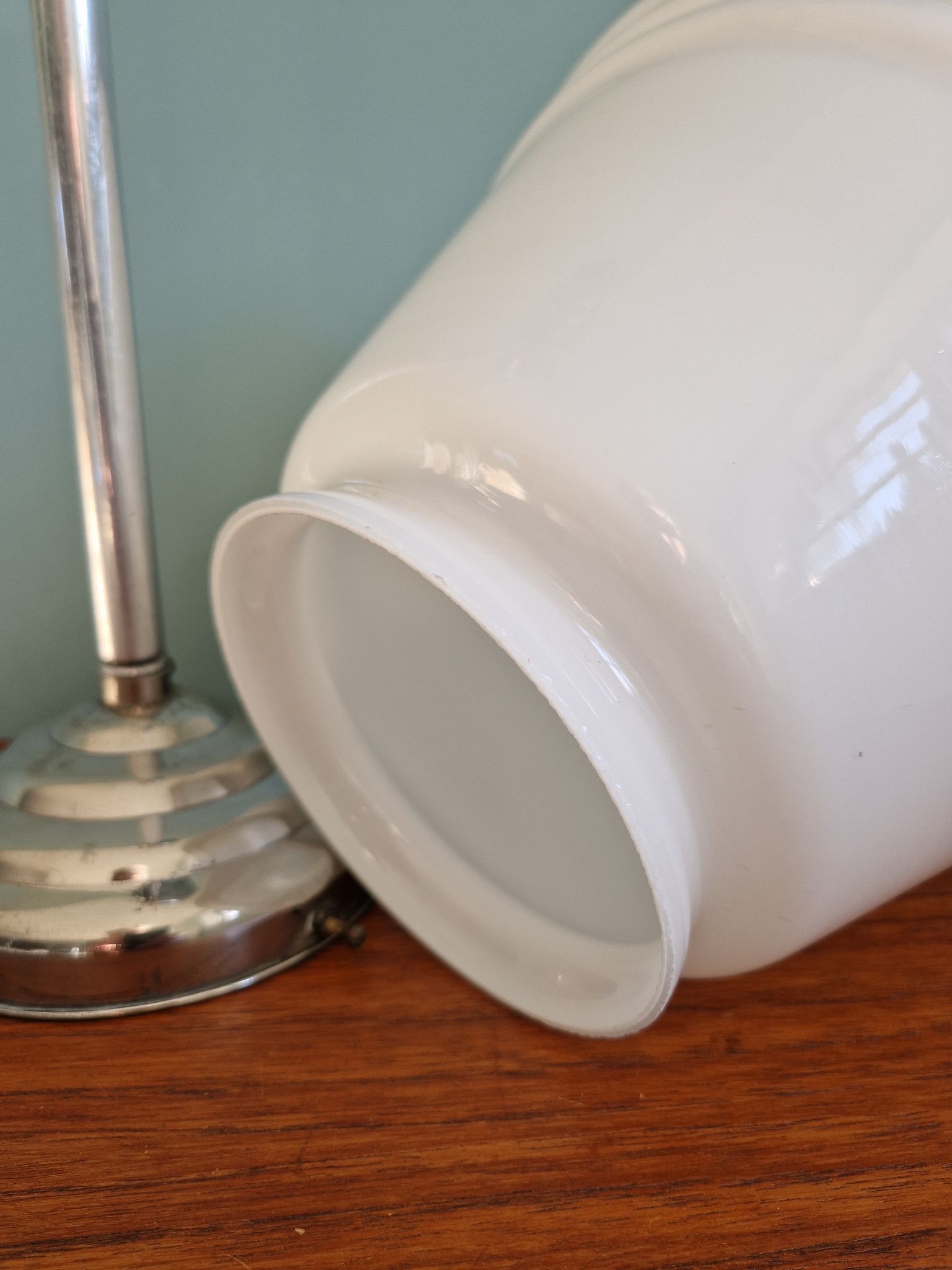 Art Deco pendant lamp in conical white opaline, 1920s-30s