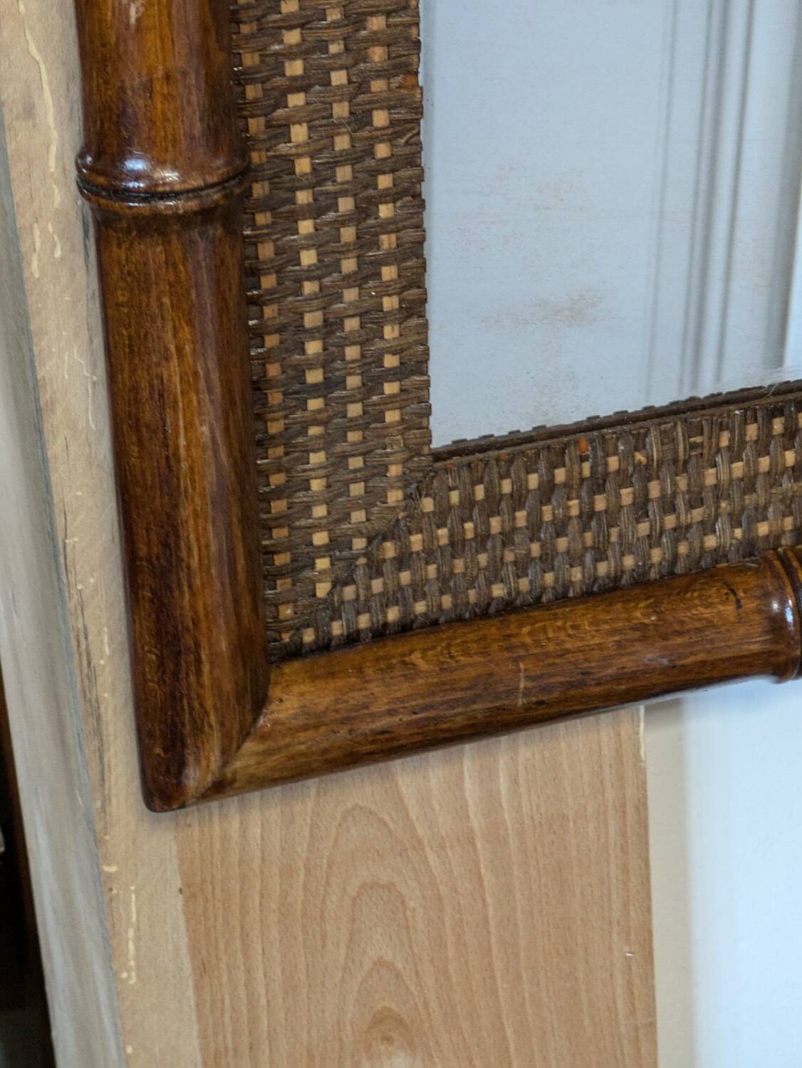 Bamboo rattan mirror