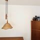 Adjustable Wicker and Teak Pendant Lamp