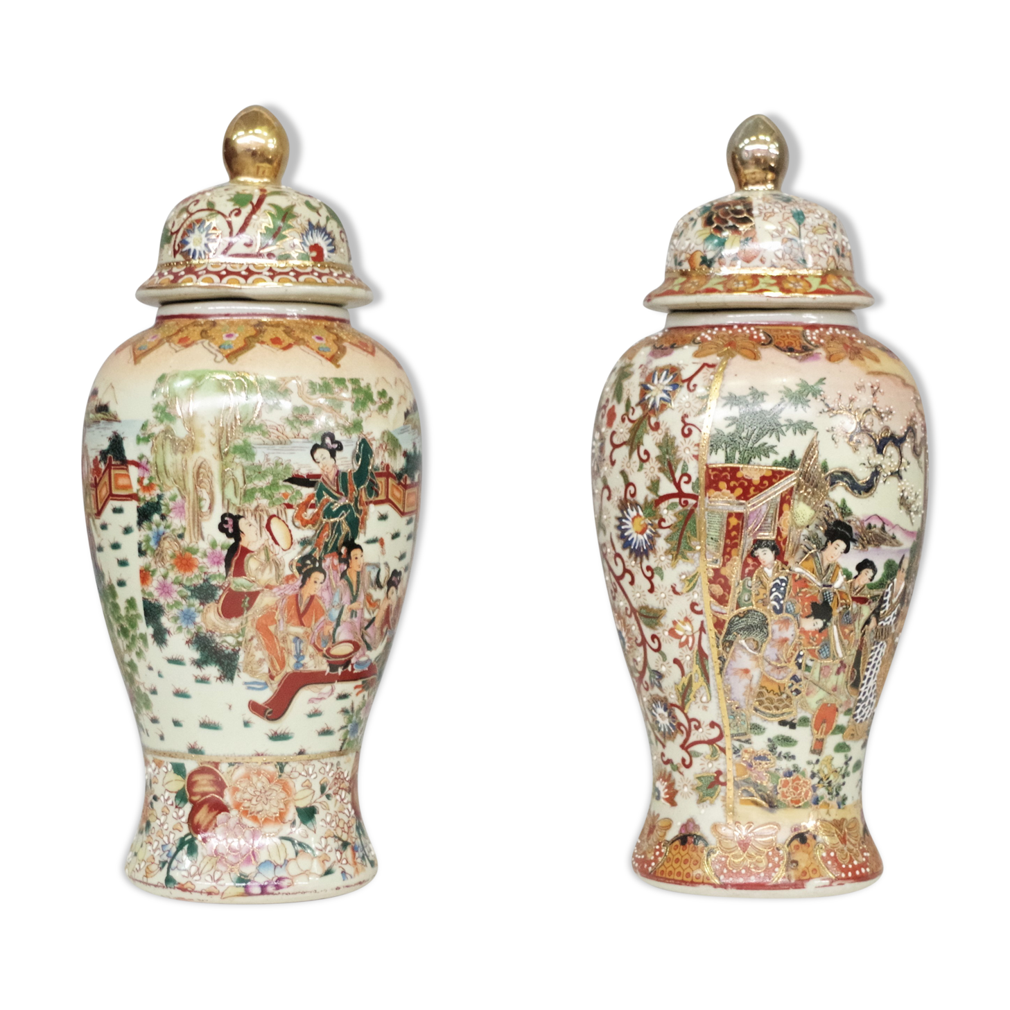 Hand-decorated Chinese Royal Satsuma Ceramic Vasa, 1960