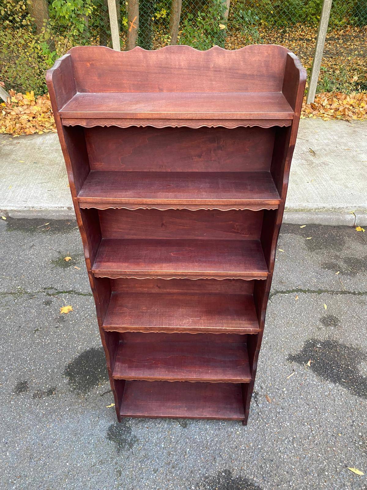 Shallow Scandinavian wooden shelf from the 1960s
