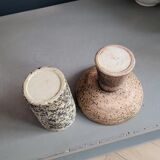 Brutalist ceramic vase and candlestick set