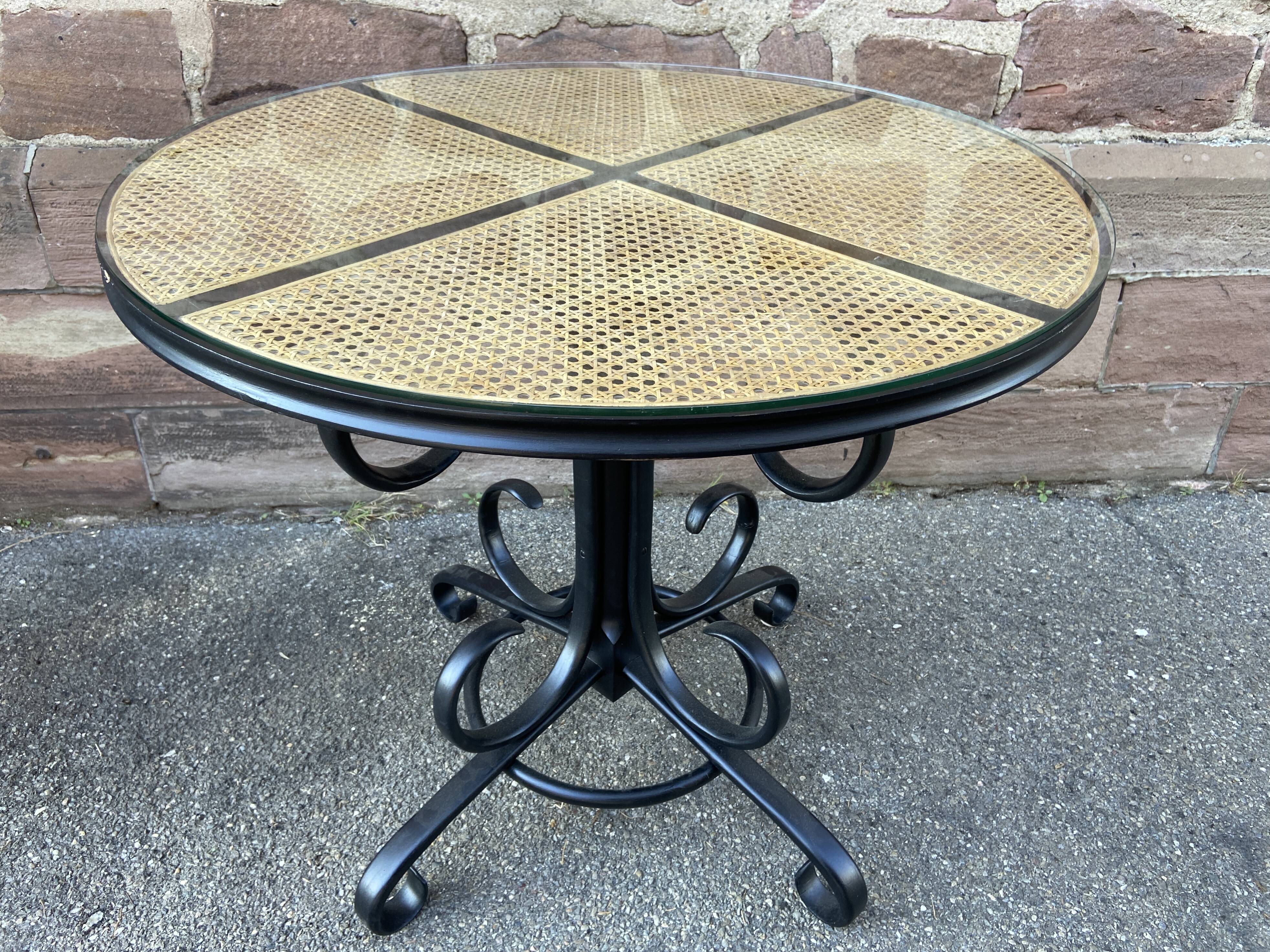 Side table table central foot pedestal table Art Nouveau style curved wood 1980s