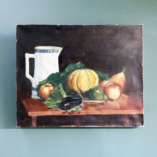 Tableau 1900 ''La table aux fruits'' signé Fastet