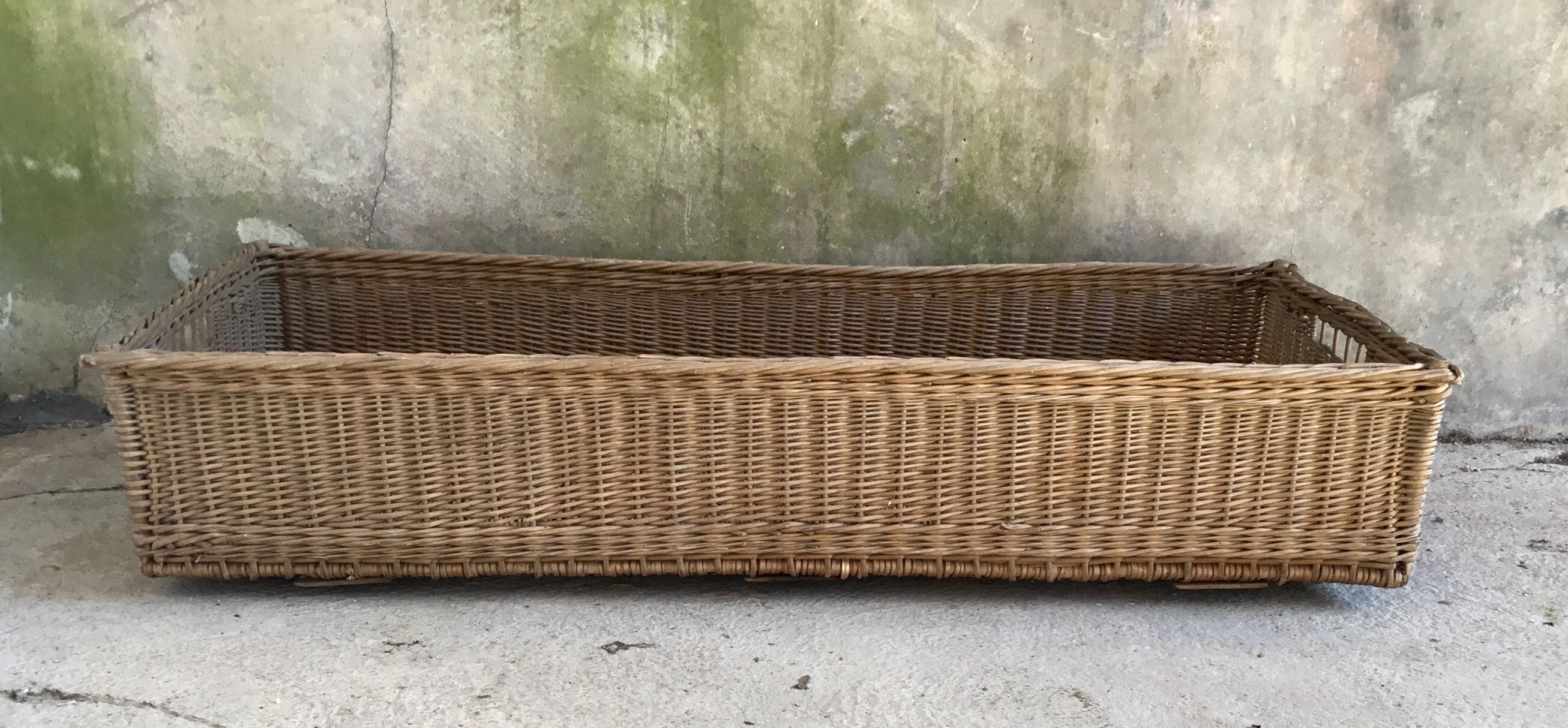 Large wicker basket or rectangular box - vintage 1960s