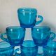 Vintage blue glass coffee cups