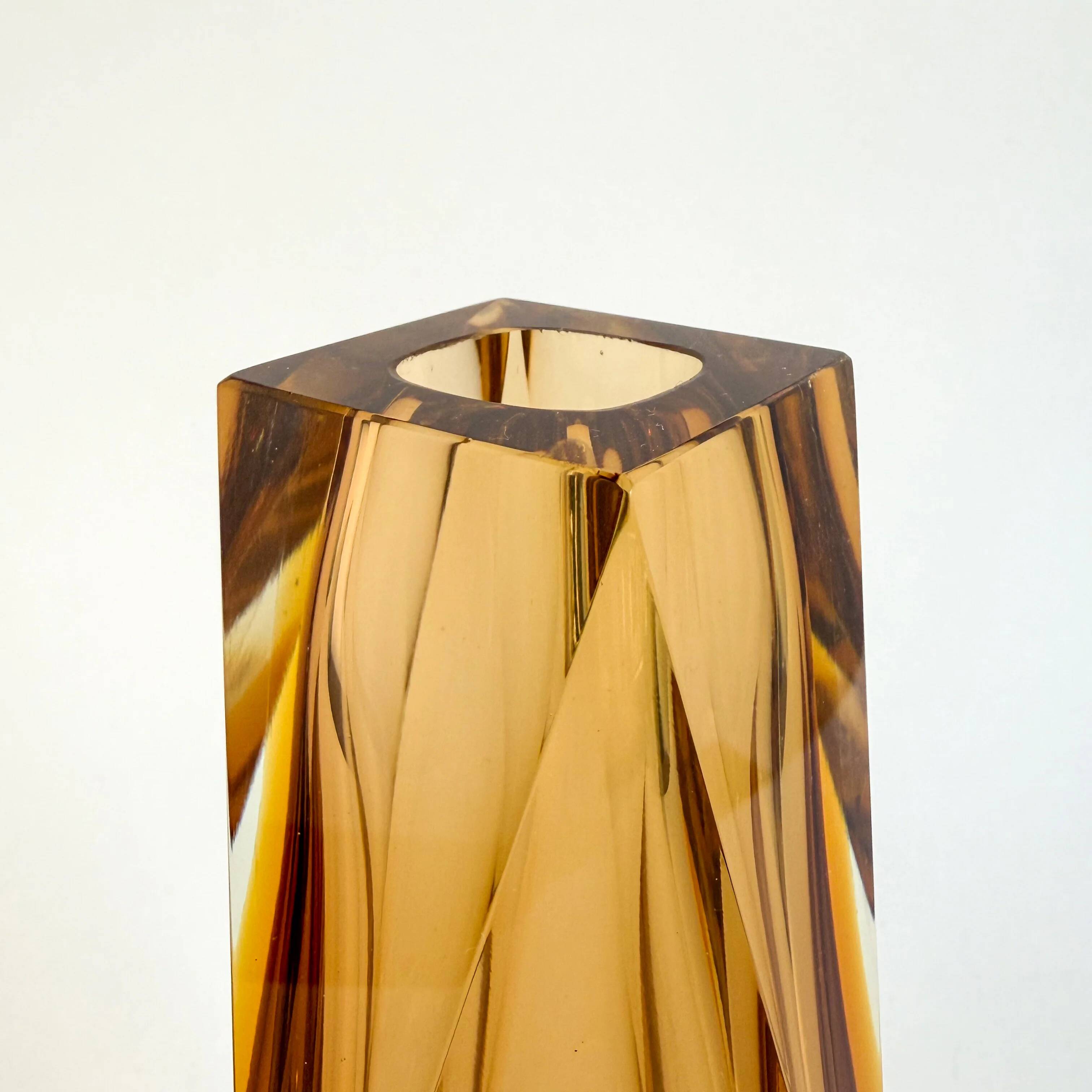 Faceted Murano Sommerso amber vase