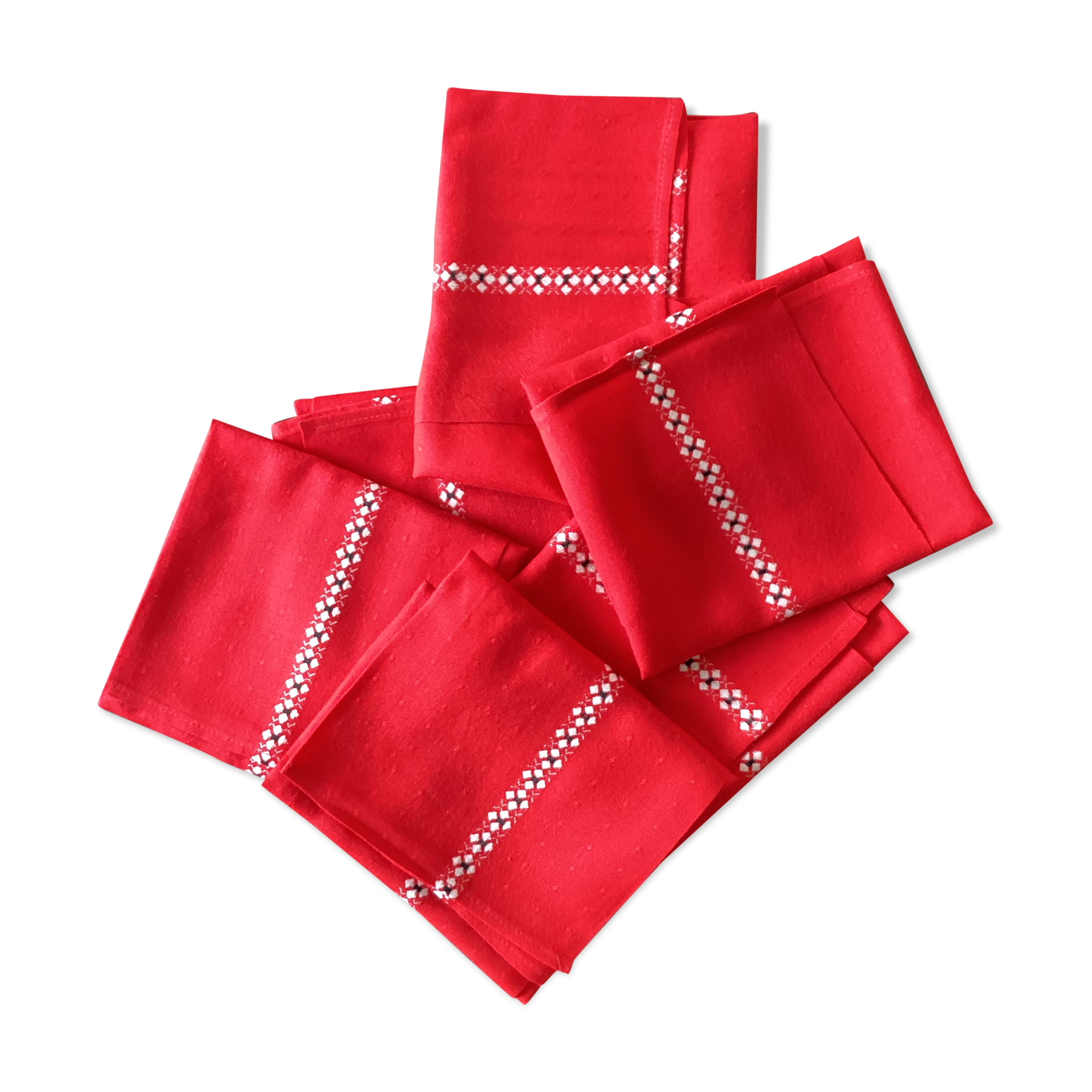 Set of six napkins in cotton / linen vintage dimension: height -52cm- width -48cm-