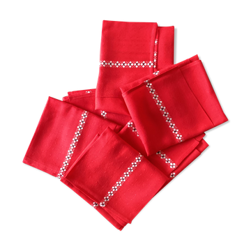 Lot de six serviettes de table en coton /lin vintage dimension : hauteur -52cm- largeur -48cm-