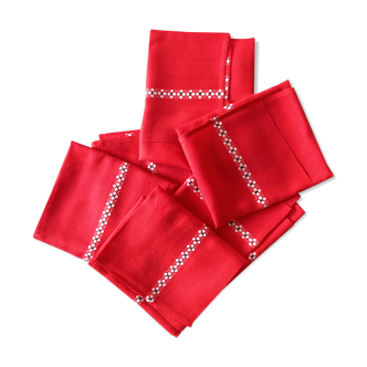 Set of six napkins in cotton / linen vintage dimension: height -52cm- width -48cm-