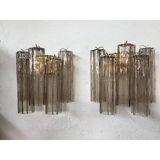 Murano Fume' Color Glass "Tronchi" Wall Sconces - a Pair