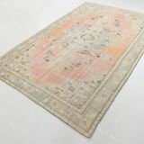 9x10 Soft Peach Turkish Vintage Rug, 186x287 Cm