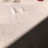 Nappe ancienne en damassée coton teintée en rose thé