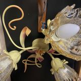 Antique wall light fixture ceiling lamp florentine bouquet floral design 1970
