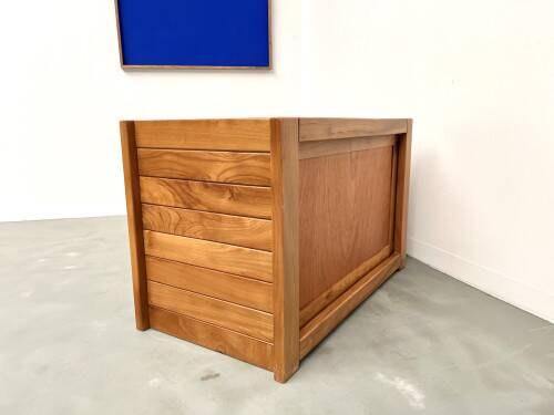 Solid elm chest of drawers, Maison Regain, circa 1970