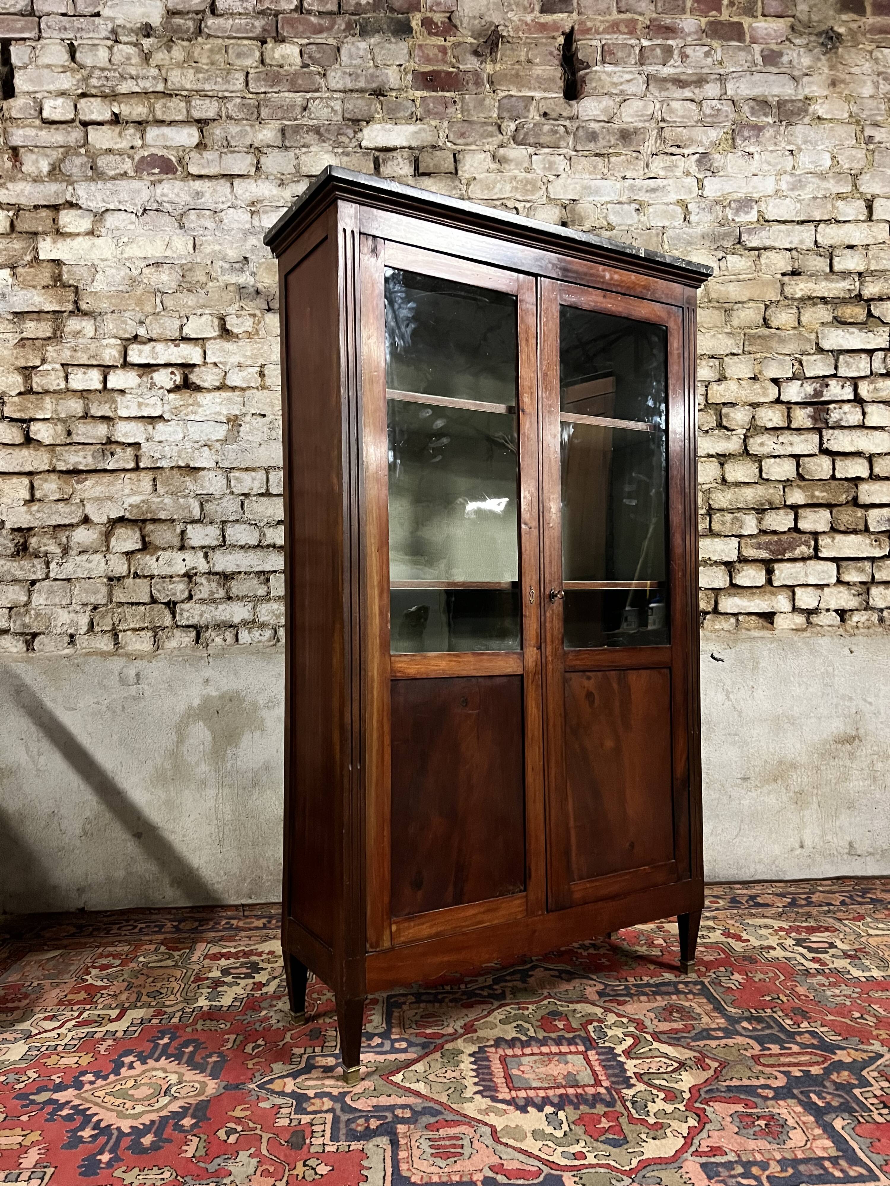 Louis XVI Style Mahogany Showcase XIX Eme Century