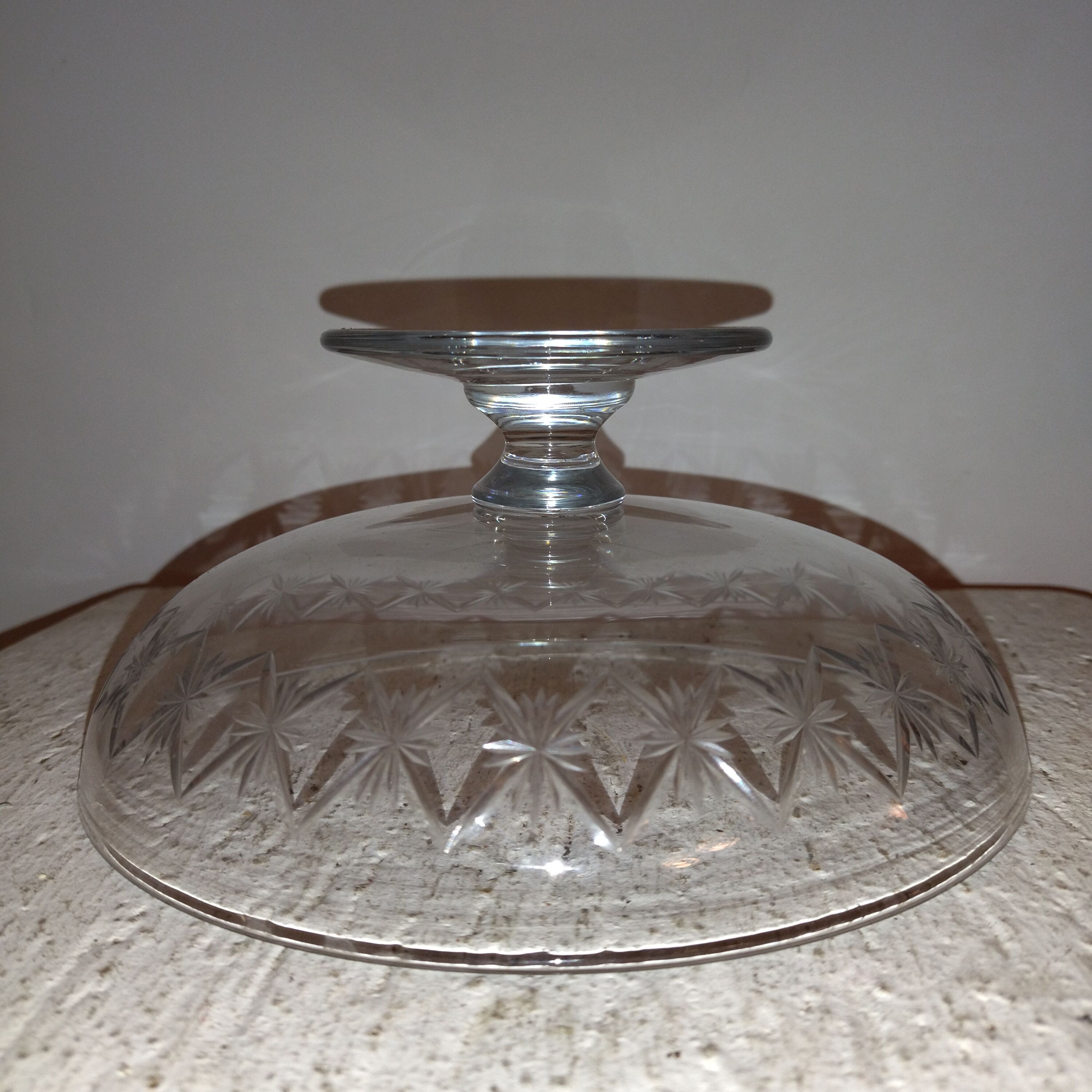 Cut-and-die compotier on pedestal cut glass