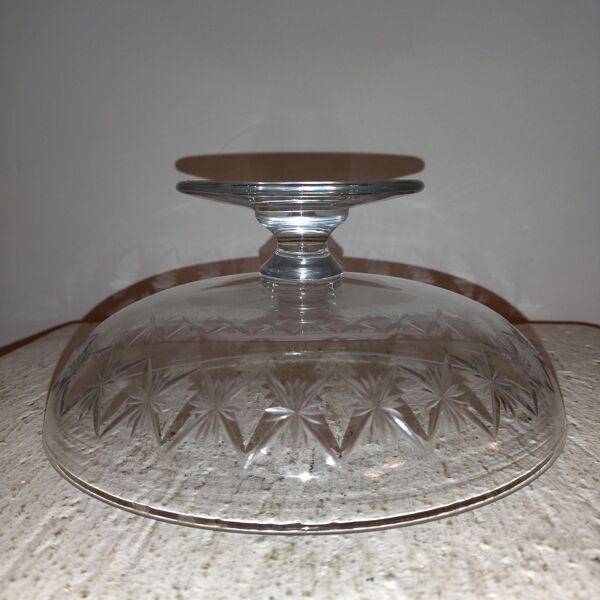 Compotier coupe sur piédouche verre soufflé taillé
