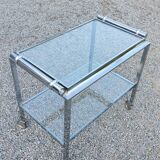 Rolling service chrome art deco double glass trays 1930