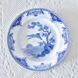 Assiettes XIXe siècle Gien terre de fer collection aux oiseaux japonisant