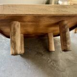 Table basse Roger Capron, modèle Herbiers en hêtre massif, format carré