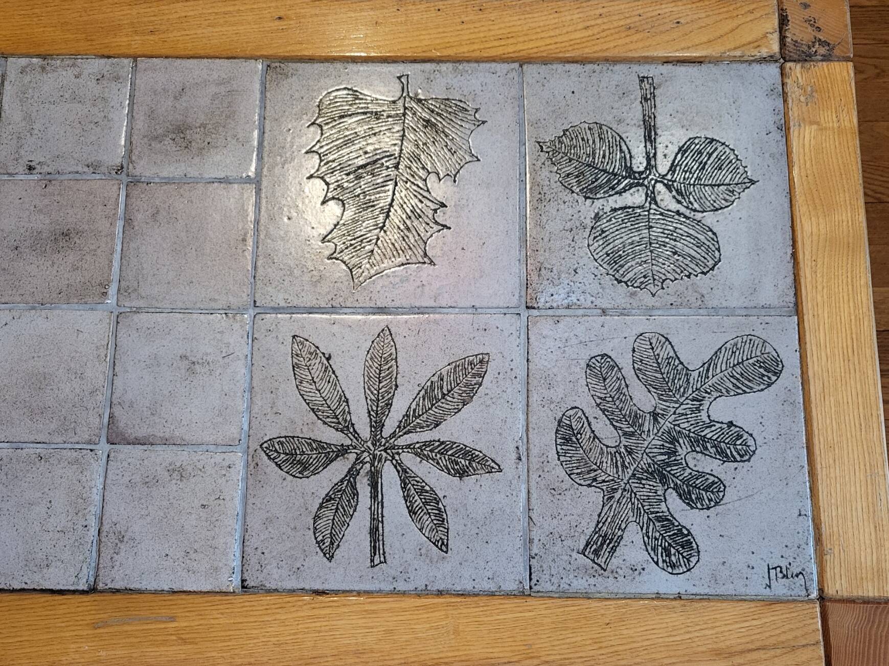 Jacques Blin coffee table in glazed ceramic, oak wood French Riviera 1960 Vintage