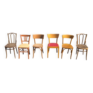 Lot 6 chaises bistrot - bois