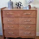 Vintage chest of drawers in modernist veneered wood from the 50s