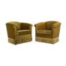 Danish Gold Velvet Banana Chairs, 1940s | set of 2