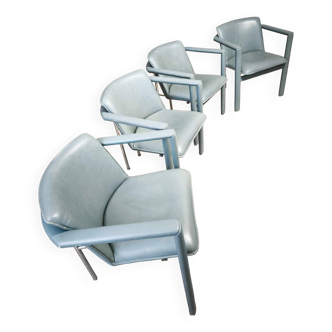4 Leolux armchairs model Cachucha sky blue