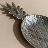 Silver-Plated Pineapple Bowl, 1960s Vintage Saladier in Metal, Tropical Centerpiece