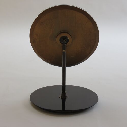 Miroir circulaire de la boutique de chapeaux des années 1950 sur support ébène noir
