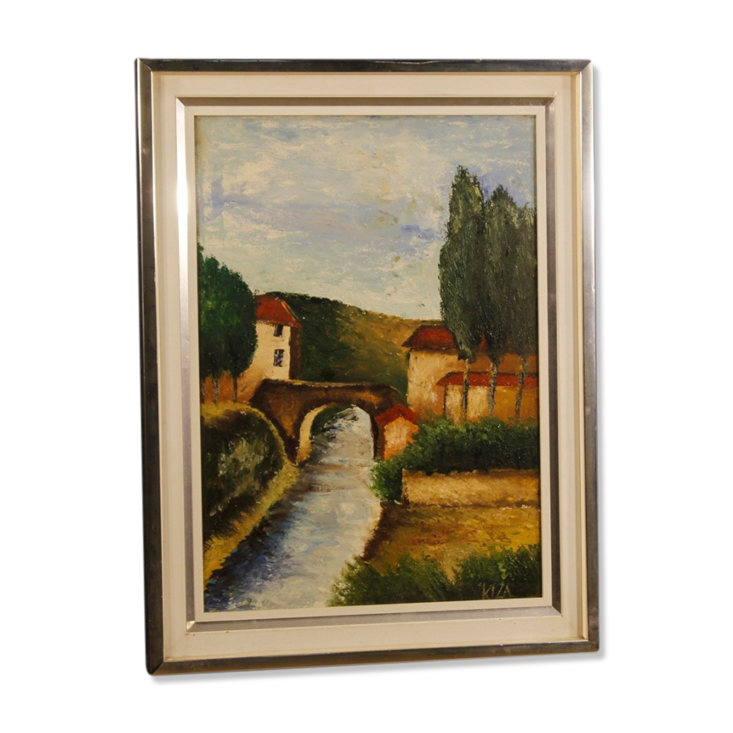 Italian signed landscape painting from 20th century