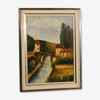 Italian signed landscape painting from 20th century